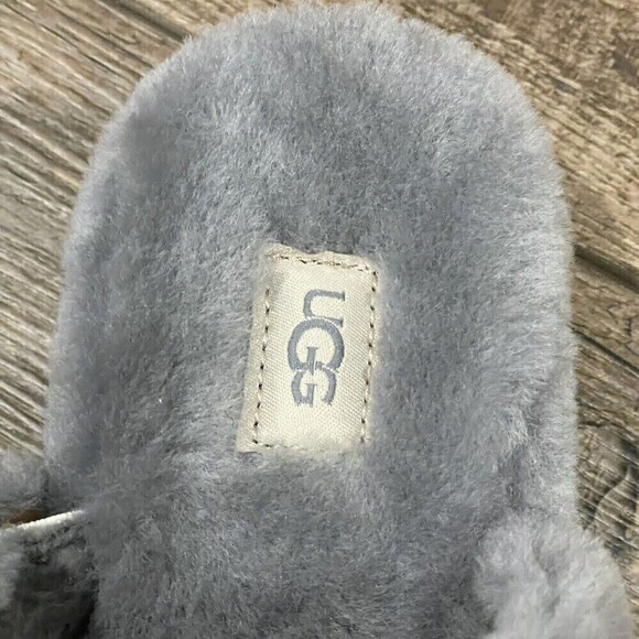 UGG Fuzz Yeah Womens Gray Sheepskin Platform Slides Slippers 1104662 Sz 10 NWOB - Picture 14 of 16